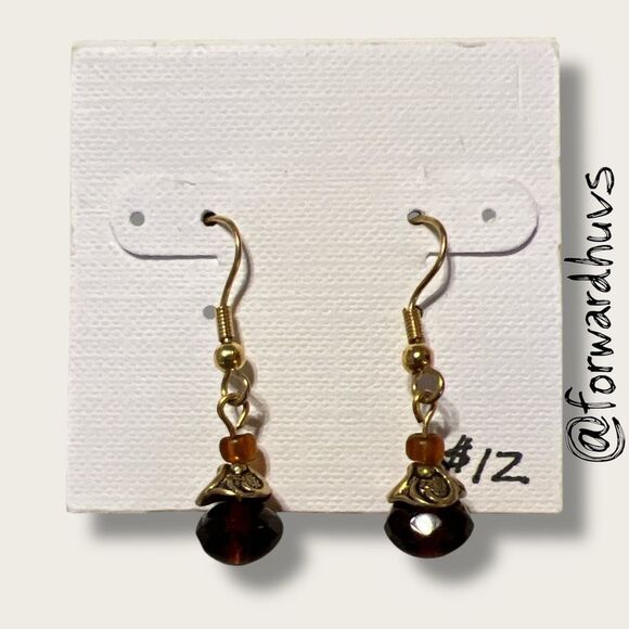 Bundle Sale 3 for $15 | Hand Crafted Amber Colored Bead Earrings - Picture 4 of 6